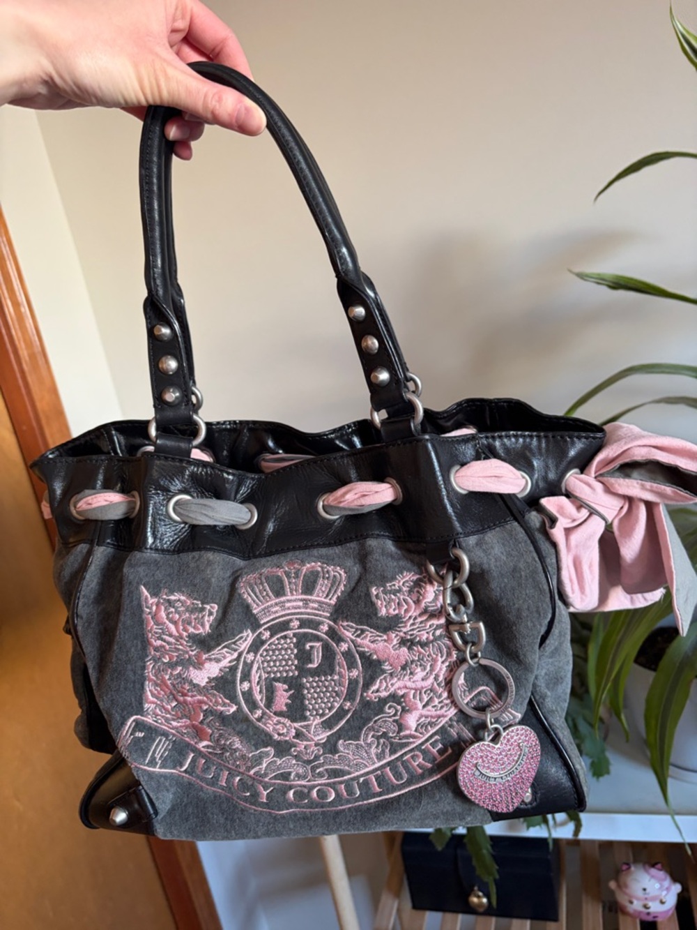 Vintage Juicy Couture Grey and Pink Scottie Dog Daydreamer with matching wallet